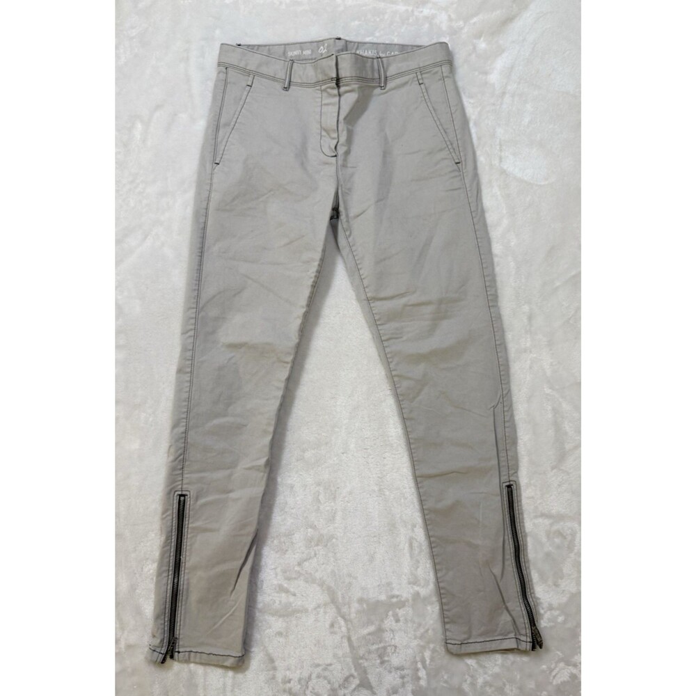 GAP Khakis Skinny Mini With Ankle Zip Beige Twill Chino Pants 4